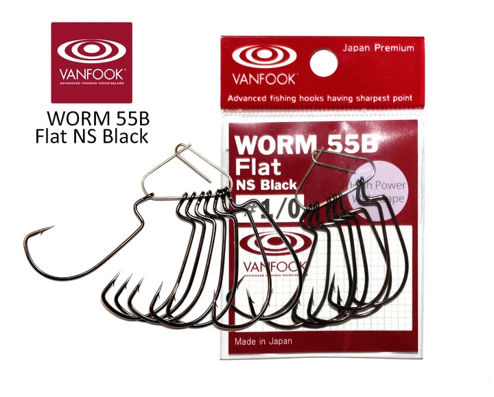 Крючок офсетный Vanfook WORM55B Flat NS Black #01 (8 шт.)(FS_84B38310F0CE) - Фото 1 Крючок офсетный Vanfook WORM55B Flat NS Black #01 (8 шт.)(FS_84B38310F0CE) - изображение 1