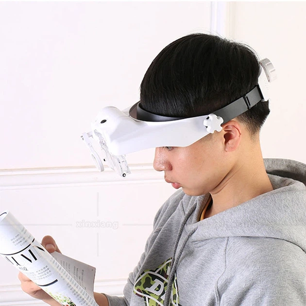 Лупа окуляри бінокулярні Magnifier 81000-S з LED підсвіткою / збільшення 1.2X 2X 8X - зображення 6