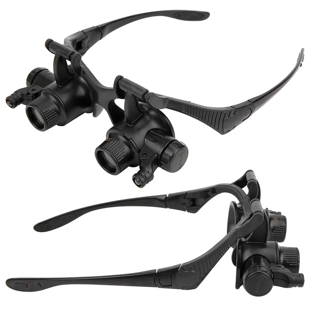 Лупа окуляри бінокулярні Magnifier 9892GJ з LED підсвіткою / збільшення 10X 15X 20X 25X - зображення 2