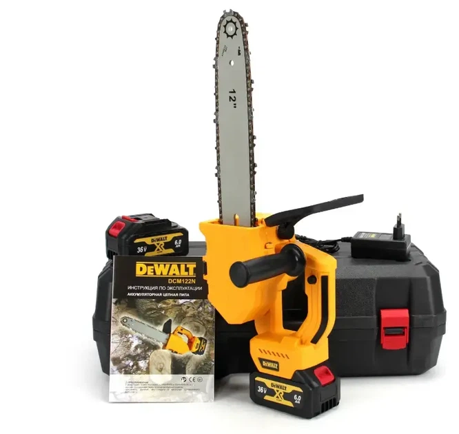 Цепная пила аккумуляторная DeWalt DCM122N шина 30 см 36V 6.0Ач скорость 9 м/сек., шаг цепи 1/4" - изображение 7