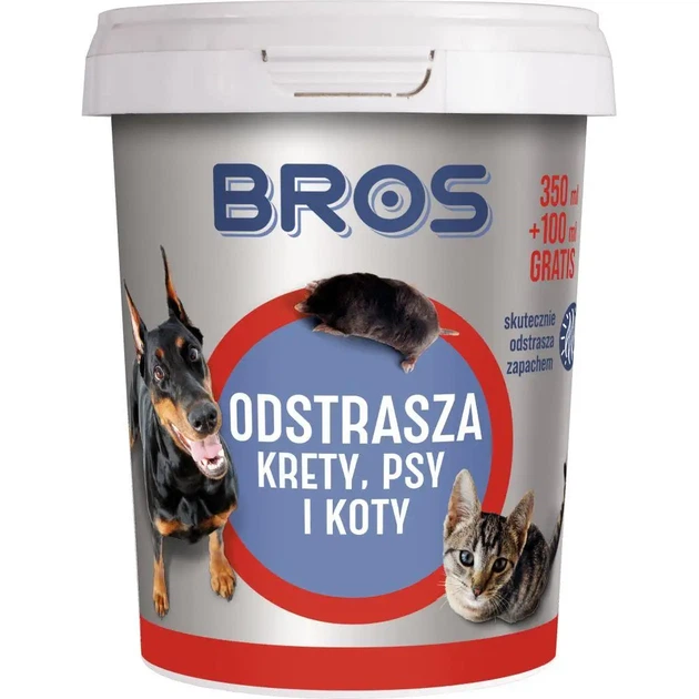 Відлякувач кротів собак і котів Bros 450 г - Фото 1 Відлякувач кротів собак і котів Bros 450 г - зображення 1
