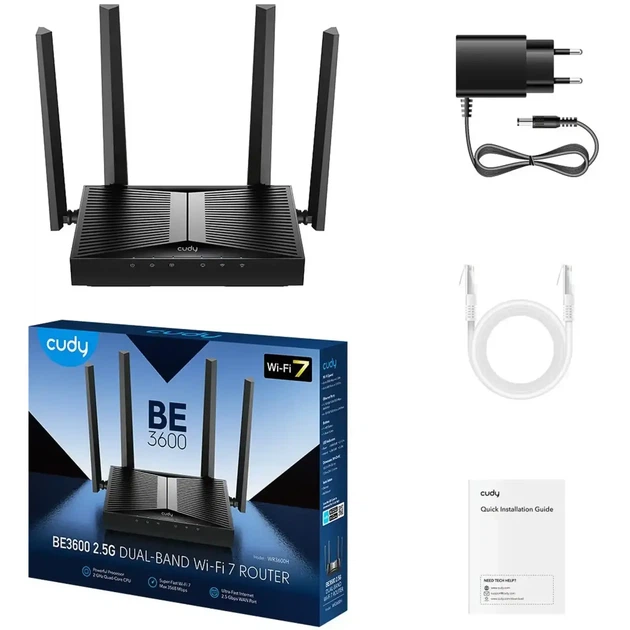 Маршрутизатор Cudy WR3600H, BE3600 2.5G Wi-Fi 7 Router (WR3600H) - Фото 3 Маршрутизатор Cudy WR3600H, BE3600 2.5G Wi-Fi 7 Router (WR3600H) - изображение 3