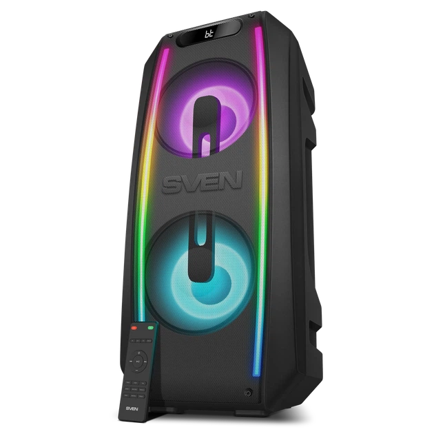 Портативная акустическая система SVEN PS-740, 100 Вт, Bluetooth, RGB-подсветка, караоке, Black - Фото 2 Портативная акустическая система SVEN PS-740, 100 Вт, Bluetooth, RGB-подсветка, караоке, Black - изображение 2