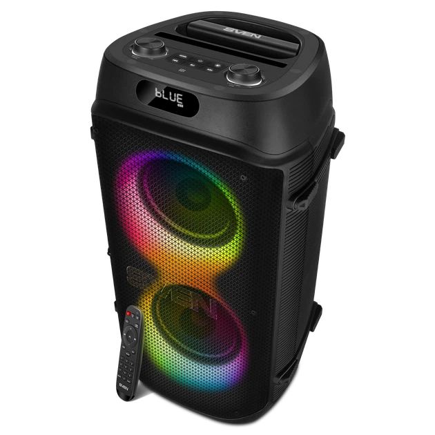 Портативная акустическая система SVEN PS-850, 100 Вт, Bluetooth, RGB-подсветка, караоке, микрофон, Black - Фото 5 Портативная акустическая система SVEN PS-850, 100 Вт, Bluetooth, RGB-подсветка, караоке, микрофон, Black - изображение 5