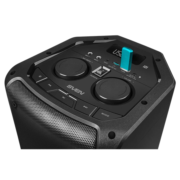 Портативная акустическая система SVEN PS-710, 100 Вт, Bluetooth, RGB-подсветка, караоке, Black - изображение 8