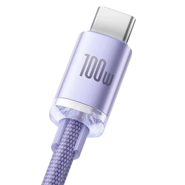 Кабель Baseus Crystal Shine Series CAJY000405 USB-A USB Type-C 100 Вт, 1,2 м, фіолетовий - изображение 3