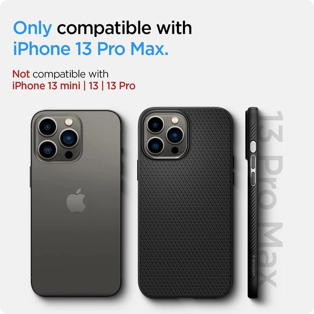 Чехол Spigen для iPhone 13 Pro Max - Liquid Air, Matte Black (ACS03201) - изображение 2