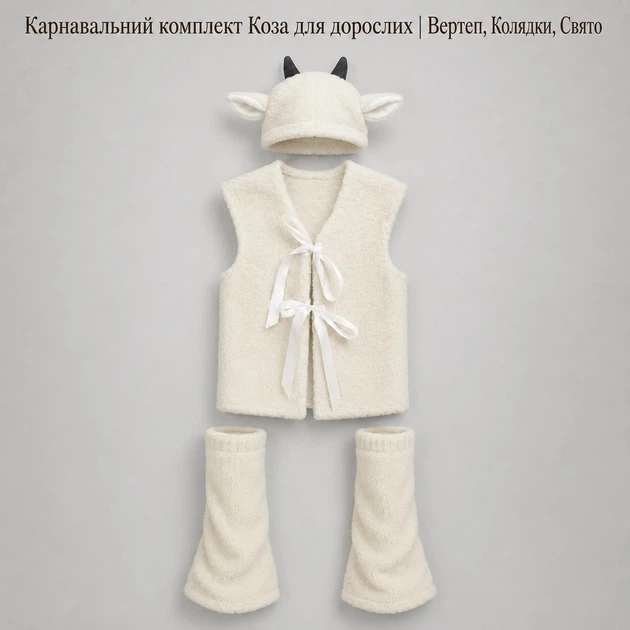Карнавальний різдвяний комплект «Коза» | Вертеп, колядки, свято, One Size - Фото 2 Карнавальний різдвяний комплект «Коза» | Вертеп, колядки, свято, One Size - зображення 2