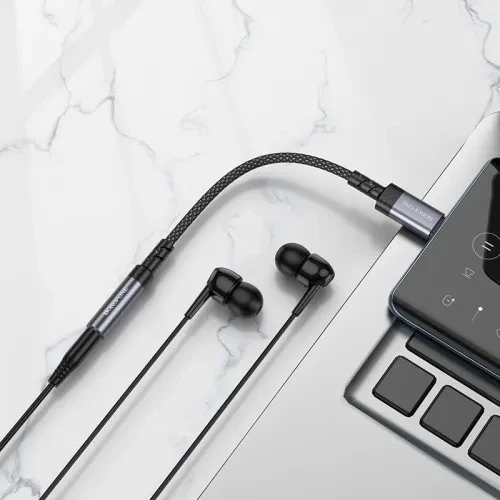 Адаптер BOROFONE BV24 Graceful Type-C to 3.5 mm AUX, цифровий перехідник Type-C AUX з DAC, алюміній + нейлон, сірий металік - Фото 5 Адаптер BOROFONE BV24 Graceful Type-C to 3.5 mm AUX, цифровий перехідник Type-C AUX з DAC, алюміній + нейлон, сірий металік - зображення 5