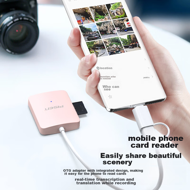 Кардридер Pisen USB/Type-C 3.0 High-Speed, поддерживает карты SD/TF/CF/MS, видеорегистратор, карты памяти для систем видеонаблюдения, совместим с компьютерами, Apple 15/iPad/телефонами Android. - изображение 8