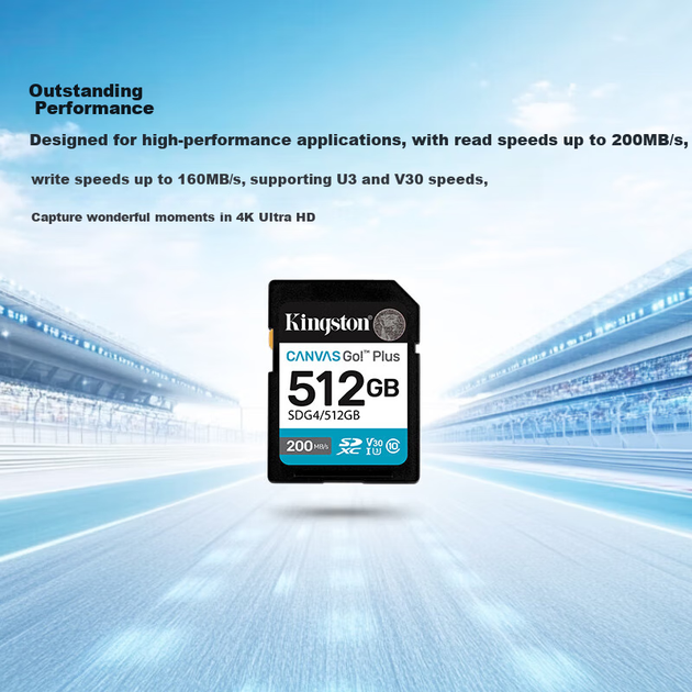 Карта памяти Kingston 512GB SD U3 V30, высокоскоростная SD-карта большой емкости, запись 4K Ultra HD, скорость чтения 200 МБ/с, скорость записи 160 МБ/с. - изображение 6