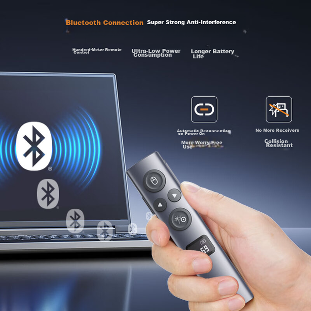 Лазерна указка Nuowei Bluetooth PPT Clicker для вчителів Електронна сторінка Turner Цифрова фізика Двоканальний лазерний світлодіодний РК-екран Seewo Whiteboard Honghe N95s BLE Dual-Head версія - изображение 5