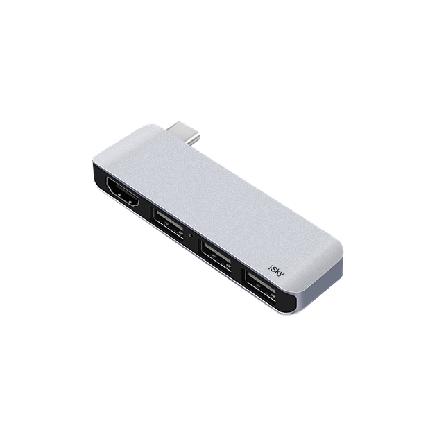 Док-станція iSky Type-C, HDMI 4K60Hz, передача відео, USB 3.2, високошвидкісний 10 Гбіт/с-хаб для ноутбуків Apple, Huawei, Microsoft, сріблястий колір - Фото 6 Док-станція iSky Type-C, HDMI 4K60Hz, передача відео, USB 3.2, високошвидкісний 10 Гбіт/с-хаб для ноутбуків Apple, Huawei, Microsoft, сріблястий колір - зображення 6
