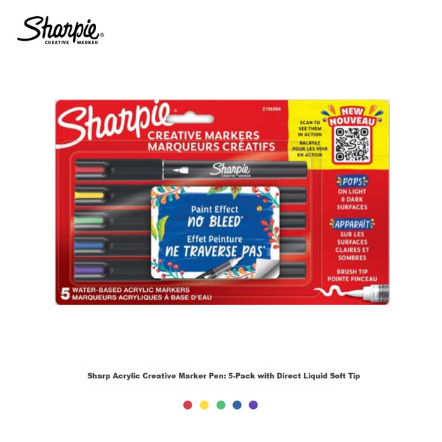 Акриловые маркеры Sharpie с мягким кисточкой, акварельные ручки на водной основе, водостойкие, стойкие к выцветанию и выцветанию, для граффити, рисования от руки, творчества, набор из 5 цветных ручек для эскизов и рисования. - Фото 3 Акриловые маркеры Sharpie с мягким кисточкой, акварельные ручки на водной основе, водостойкие, стойкие к выцветанию и выцветанию, для граффити, рисования от руки, творчества, набор из 5 цветных ручек для эскизов и рисования. - изображение 3