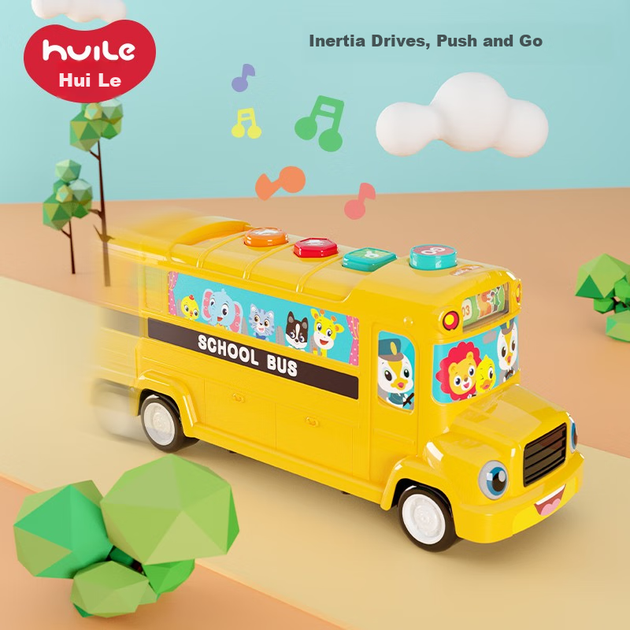 Дитяча іграшкова машинка HUILE TOYS, автобус з літерами, іграшка для хлопчиків та дівчаток, подарунок на день народження для дітей 1-3 років - зображення 8