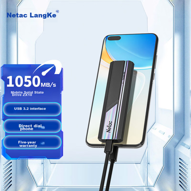 SSD диск Netac ZX10 500GB USB 3.2 Gen 2 Type-C External Black - изображение 4