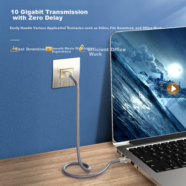 Патч-корд Choseal QS2669AT15J Cat 6a 10 Гбит/с двойное екранування 15 м Серый - изображение 3