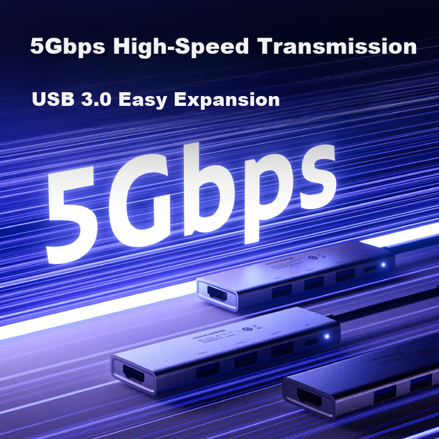 Док-станція Deli Type-C для HDMI-адаптера USB 3.0-хаб-розгалужувач PD швидкої зарядки для ПК, ноутбука, мобільного телефону MG361 - изображение 3