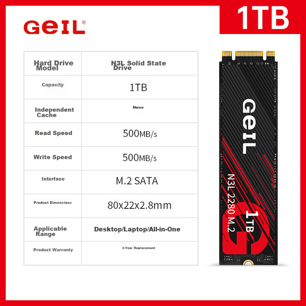 SSD диск GeIL N3L 1TB M.2 2280 SATAIII QLC - изображение 9