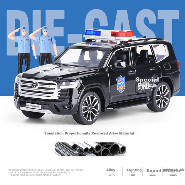 Heimanba 1:32 Toyota Land Cruiser поліцейська модель автомобіля іграшка для хлопчиків та дівчаток, модель автомобіля з сплаву, подарунок - Фото 6 Heimanba 1:32 Toyota Land Cruiser поліцейська модель автомобіля іграшка для хлопчиків та дівчаток, модель автомобіля з сплаву, подарунок - зображення 6