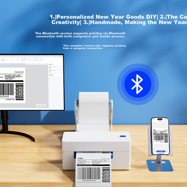 Принтер етикеток QIRUI QR-488BT з Bluetooth для експрес-доставки та електронної комерції, самоклеючий принтер 108 мм, термопринтер етикеток для експрес-доставки - изображение 5