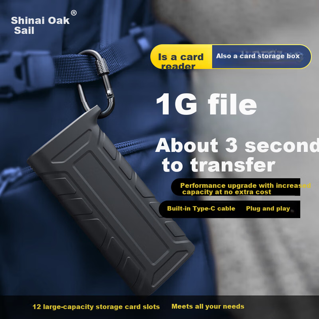 Багатофункціональний чохол для карт пам'яті Shili Fan Type-C 4.0, високошвидкісний USB 3.0, SD/TF, мобільний телефон, комп'ютер, камера, багатофункціональний чохол для флеш-картки, чорний - зображення 4