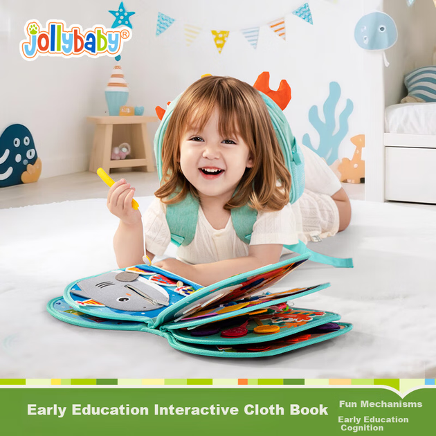 Jollybaby Книга для раннього навчання з м'якої тканини, стійка до розривів, тиха книжка Монтессорі, іграшка для 1-річної дитини, подарунок - Вечірка в океані - Фото 6 Jollybaby Книга для раннього навчання з м'якої тканини, стійка до розривів, тиха книжка Монтессорі, іграшка для 1-річної дитини, подарунок - Вечірка в океані - изображение 6