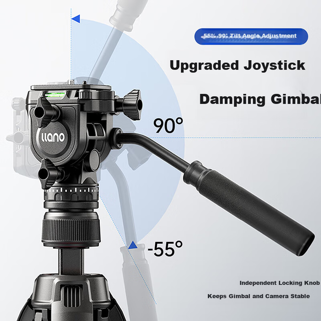 Llano Light Wing V3 Штатив для камери DSLR бездзеркальної професійної відеоблог відео в прямому ефірі алюмінієвий сплав штатив джойстик демпфуючий карданний підвіс анти-струсування відкритий портативний - зображення 8