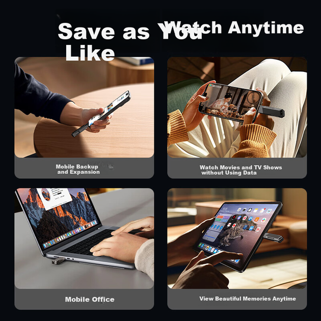 MOVE SPEED 128GB — твердотельный накопитель для телефонов, Type-C/USB3.2, USB-порт, совместимый с Apple и Android, высокоскоростной, подходит для использования на компьютере и в автомобиле, имеет скорость чтения 460 МБ/с. Inspiration Ultra - изображение 6