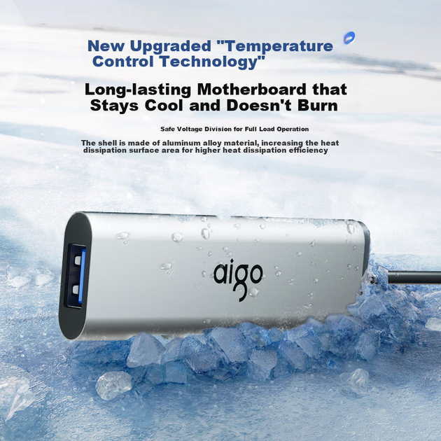 USB-концентратор Aigo, конвертер HUB, док-станция расширения для ноутбука, удлинительный USB-кабель, док-станция расширения для компьютера H02-3.0, металлический, 1 м - изображение 7