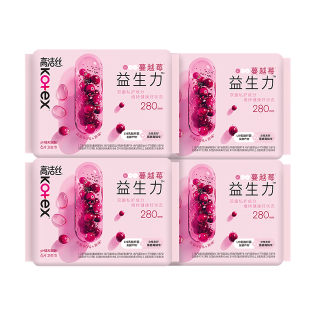 Kotex [Видалення корисних запахів] Гігієнічні прокладки з журавлиною, пробіотичні, 280 мм, 24 шт., велика упаковка, для денного та нічного використання, JD, самообслуговування - изображение 4