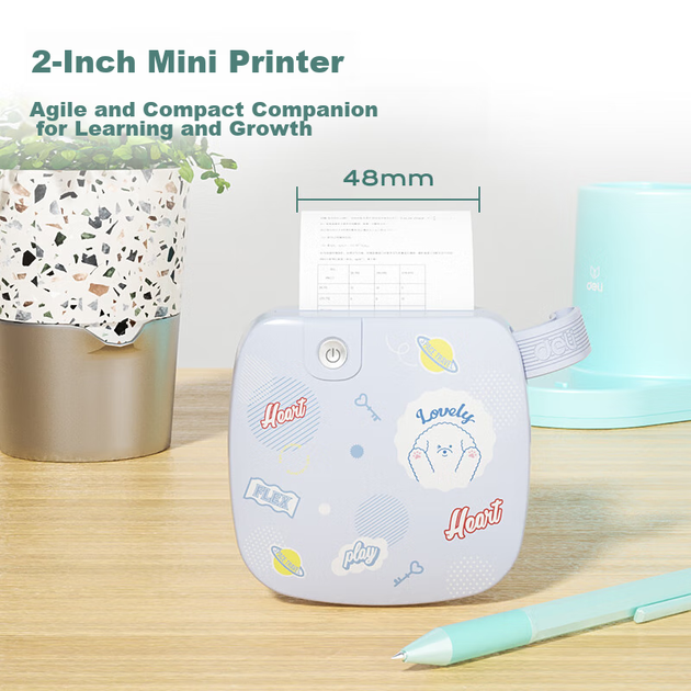 Принтер для виправлення помилок навчання Deli GE221 синього кольору, машина для виправлення помилок "Мяу-мяу", портативний термопринтер етикеток для студентів, фото, домашні завдання, 2-дюймова ультрачітка модель з роздільною здатністю 300 dpi - Фото 8 Принтер для виправлення помилок навчання Deli GE221 синього кольору, машина для виправлення помилок "Мяу-мяу", портативний термопринтер етикеток для студентів, фото, домашні завдання, 2-дюймова ультрачітка модель з роздільною здатністю 300 dpi - изображение 8