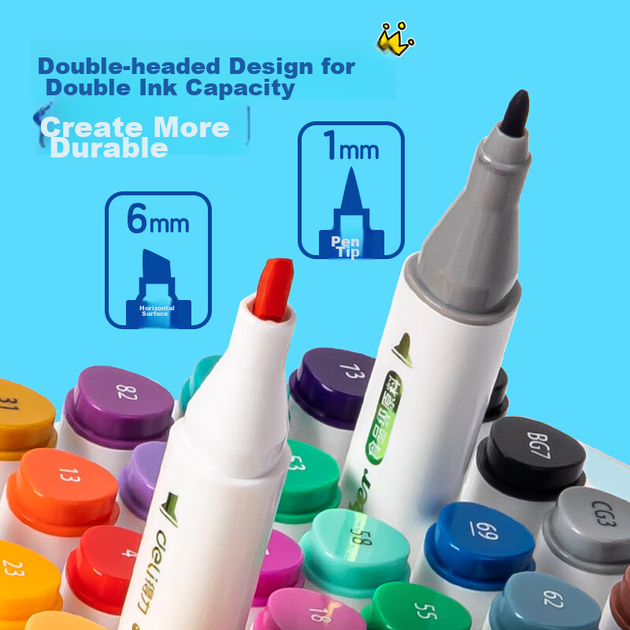 Маркери харчового класу Deli 48 кольорів, дитячі товсті трикутні кольорові ручки на водній основі з подвійним наконечником, набір пензлів для малювання учнівських дерев, маркери HM107-48 акварельні ручки, подарунок на випускний з художньої освіти - изображение 6