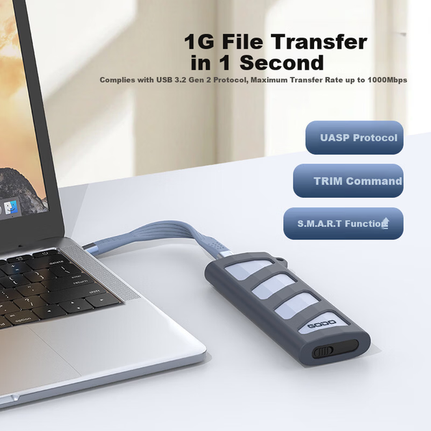 GODON VMe SSD Enclosure Type-C External 10Gbps High Speed M.2 Portable SSD Case for Mac Mini Laptop Tablet Apple iPhone - изображение 7