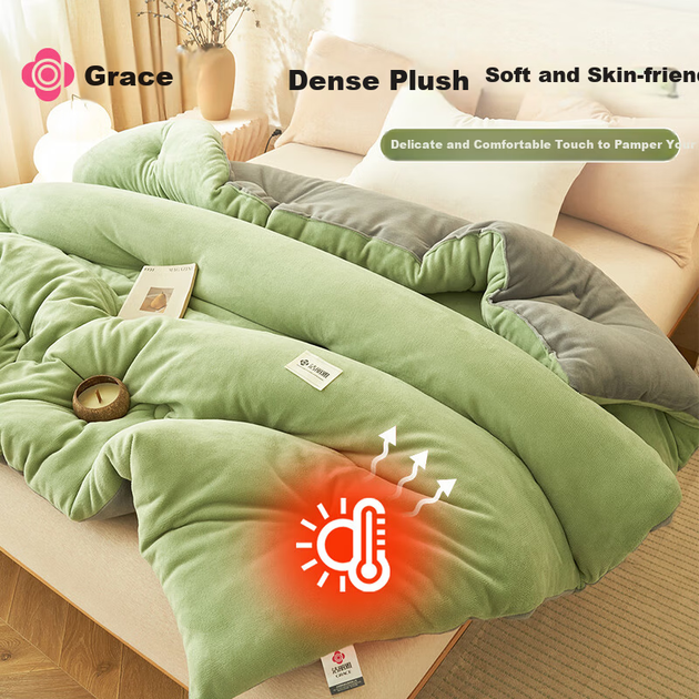 Одеяло Grace A-Class Milk Velvet Осень-Зима, односпальное, для студентов, размер 200*230 см, цвет Jin Bamboo Shadow Green. - изображение 8