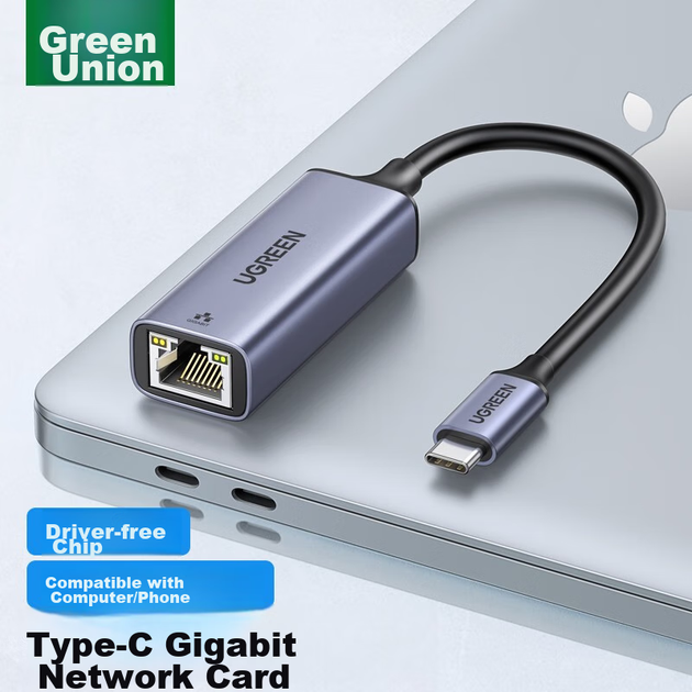 Сетевой адаптер Ugreen 50737 / USB Type-C / Gigabit Ethernet / Gold - изображение 8