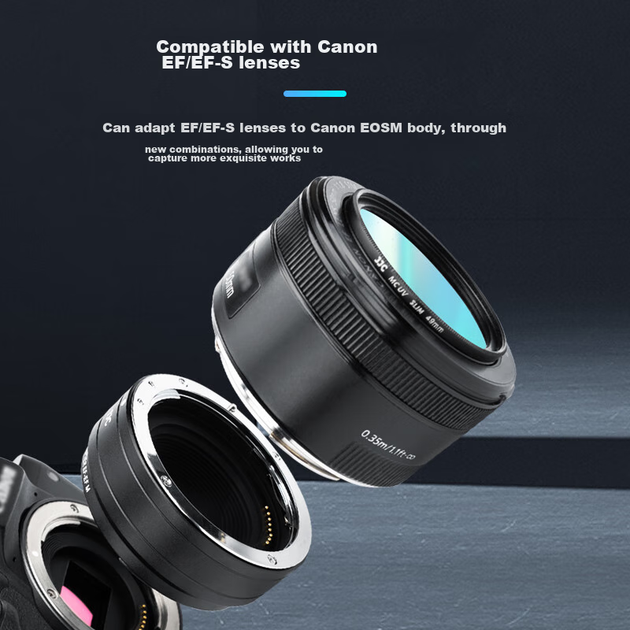 Сумісне адаптерне кільце JJC EF-EOS M для Canon об'єктивів EF/EF-S DSLR на бездзеркальні камери EF-M, сумісний з M50 II, M6 Mark II, M200, Xiaochantou - Фото 4 Сумісне адаптерне кільце JJC EF-EOS M для Canon об'єктивів EF/EF-S DSLR на бездзеркальні камери EF-M, сумісний з M50 II, M6 Mark II, M200, Xiaochantou - изображение 4