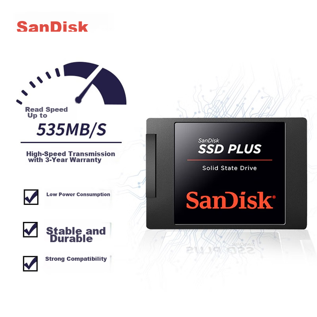 SSD диск SANDISK PLUS 1TB 2.5" SATAIII TLC (SDSSDA-1T00) - изображение 2