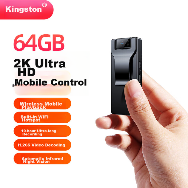Yescool Camera C10, екшн-камера на 64 ГБ, 2K Ultra HD, запис та фотозйомка однією кнопкою, пристрій для запису аудіо та відео, тривалий час очікування, велика ємність, для зустрічей, переговорів, збору доказів та правоохоронних органів - изображение 4