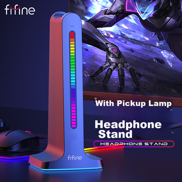 Подставка для наушников FIFINE S3 с RGB-подсветкой многоцветная (6971813340277) - Фото 2 Подставка для наушников FIFINE S3 с RGB-подсветкой многоцветная (6971813340277) - изображение 2
