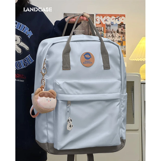 Рюкзак Landcase для студентів Колекції, жіноча сумка через плече, рюкзак для школярів, стильна містка сумка для ноутбука в стилі Ins, модель 1704, синій. - зображення 5