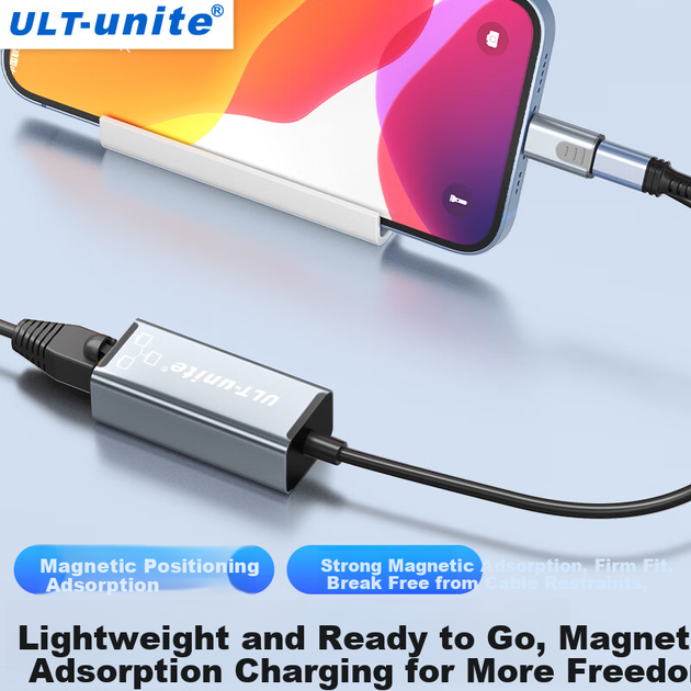 ULT-Unite адаптер Apple для Ethernet 100 Мбіт/с, перетворювач мережевого порту Lightning на RJ45, двопортовий зарядний пристрій для iPhone, планшета iPad Pro, мережевий кабель-адаптер, 0,5 метра - изображение 4