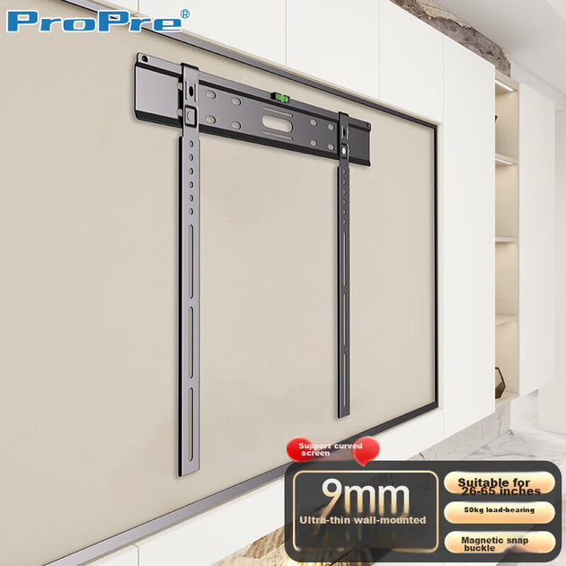 Настінний кронштейн для телевізора ProPre Ultra-Thin, фіксований настінний кронштейн для телевізора, універсальний настінний кронштейн для телевізора різних брендів, підходить для телевізорів 26-65 дюймів - зображення 4