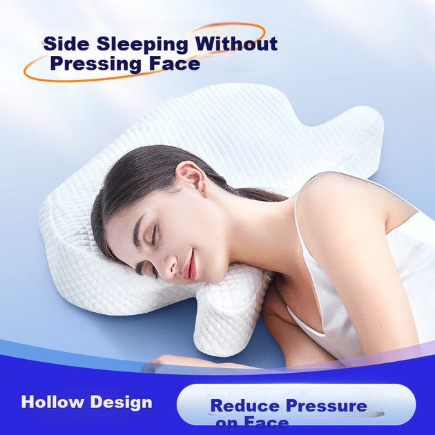 Подушка для сну Aeromax Side Sleeping Pillow, подушка у формі медузи, без тиску на обличчя, проти зморшок, проти носогубних складок, подушка з піни з ефектом пам'яті для шийного відділу хребта, захист для порожнистих очей, подушка для сну з вух - зображення 4