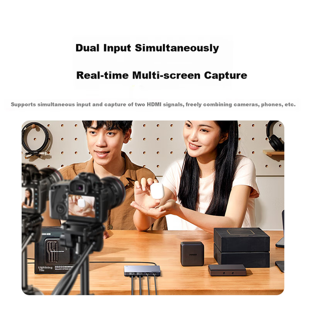 UGREEN HDMI карта відеозахоплення з двома інтерфейсами, 4K HD вхід, багатоканальний, двосторонній, прямий ефір, сумісна з камерами Sony, Switch/PS5, смартфонами, комп'ютерами, записом ігор 35867 - изображение 7