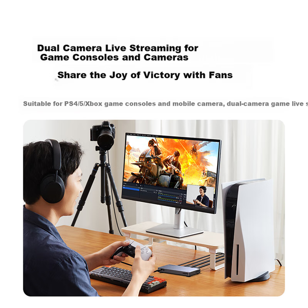 UGREEN HDMI карта відеозахоплення з двома інтерфейсами, 4K HD вхід, багатоканальний, двосторонній, прямий ефір, сумісна з камерами Sony, Switch/PS5, смартфонами, комп'ютерами, записом ігор 35867 - изображение 8
