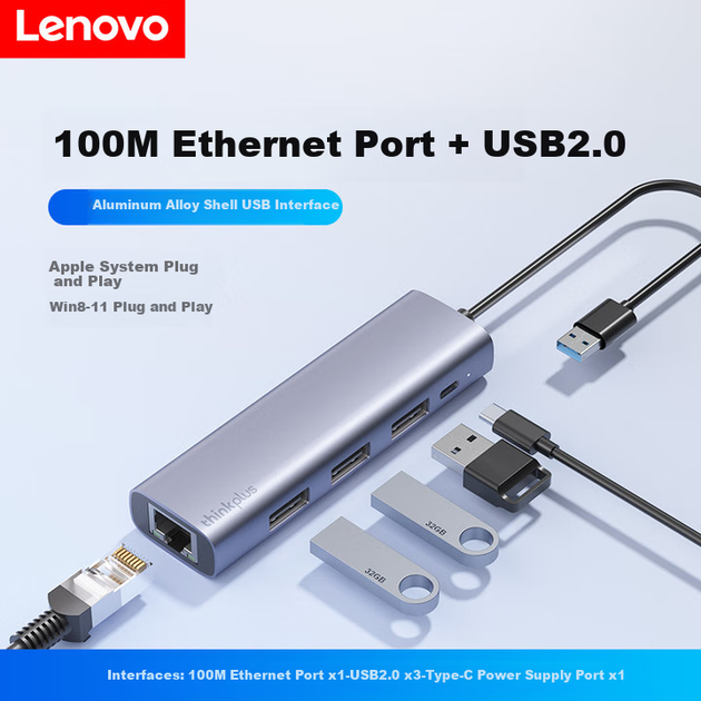 Адаптер USB-Ethernet для ThinkPad Lenovo, преобразователь сетевого порта RJ45, USB-концентратор, док-станция расширения, разветвитель для ноутбука, удлинительный кабель LRA3 100 Мбит/с - Фото 7 Адаптер USB-Ethernet для ThinkPad Lenovo, преобразователь сетевого порта RJ45, USB-концентратор, док-станция расширения, разветвитель для ноутбука, удлинительный кабель LRA3 100 Мбит/с - изображение 7