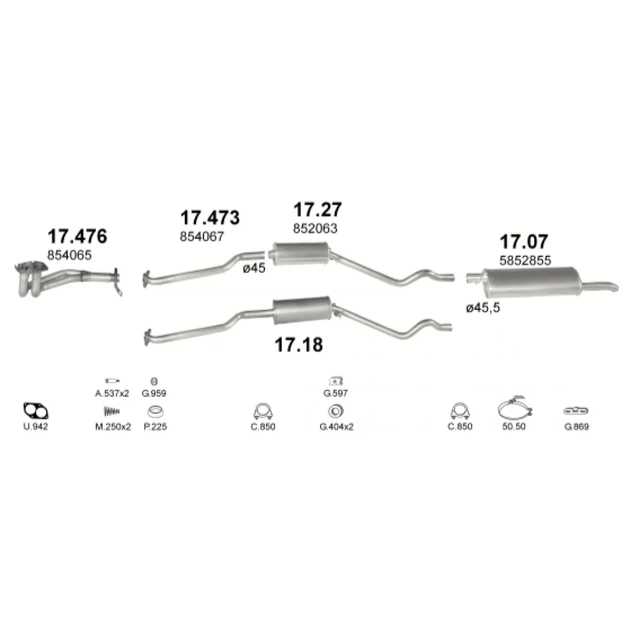 Труба приемная Opel Kadett 86-91 1.4 Polmostrow (17.476) (857476) - изображение 2