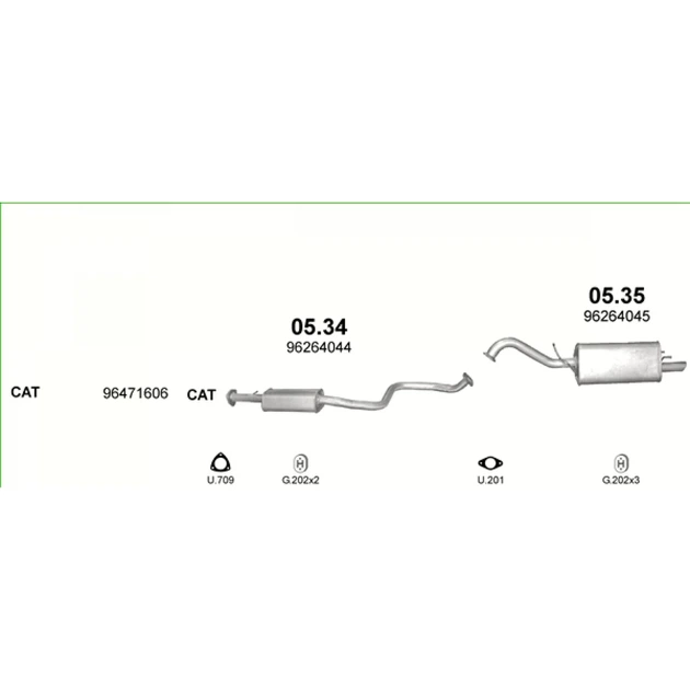 Глушитель Chevrolet Tacuma 1.6i, 1.8i, 2.0i 16V 00-12/05 Polmostrow (05.34) (850228) - изображение 2