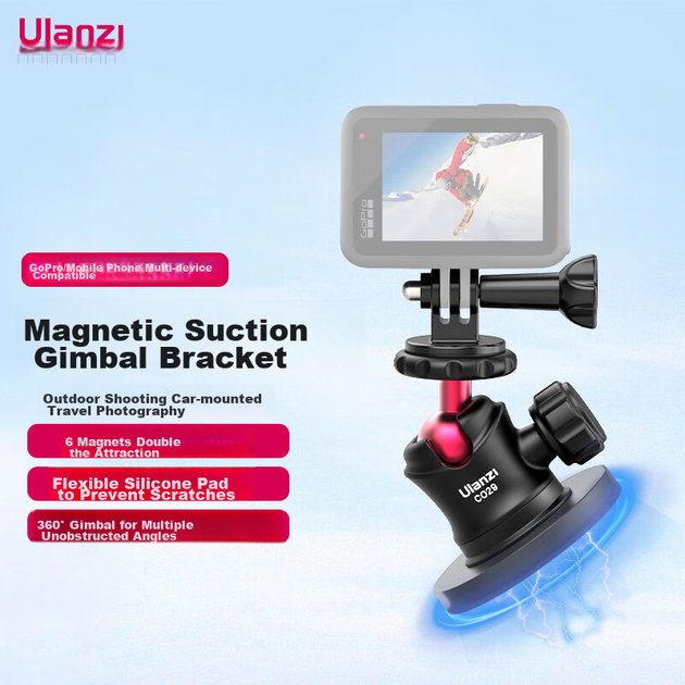 Крепление Ulanzi CO29 магнитное для стабилизатора автомобильное, для GoPro/DJI Action - изображение 2